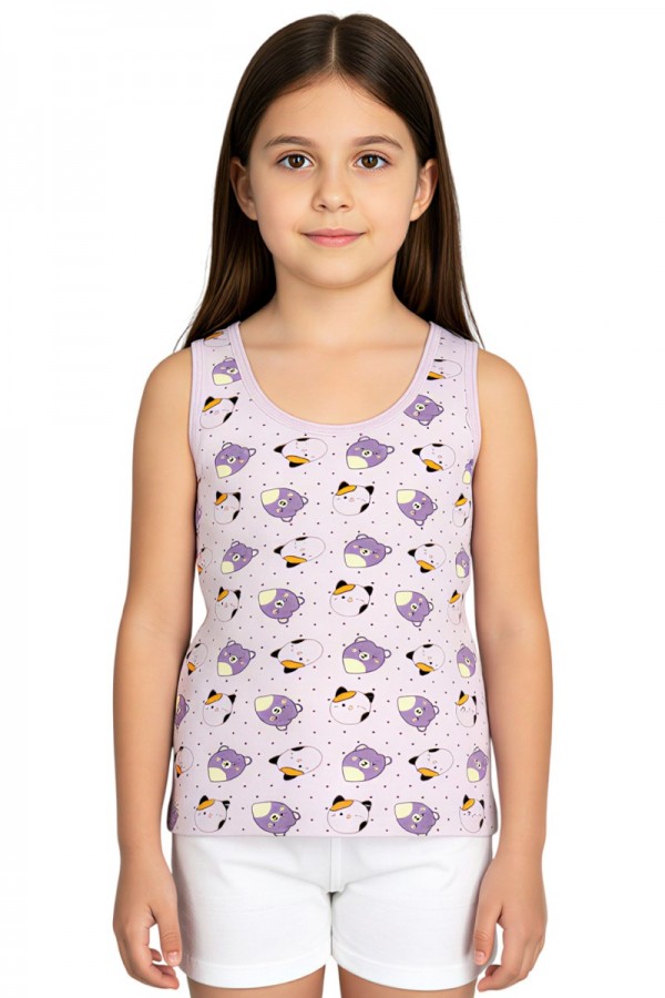 Kota 3412 Kız Çocuk Baskılı Geniş Askı Atlet 8805-5