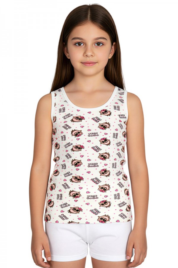 Kota 3412 Kız Çocuk Baskılı Geniş Askı Atlet 8805-4