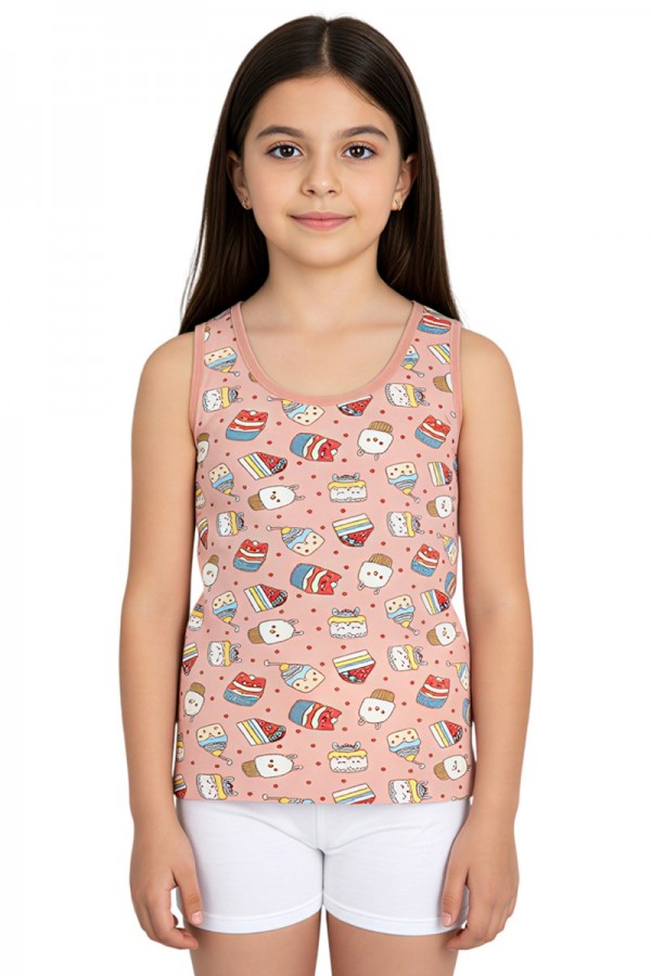 Kota 3412 Kız Çocuk Baskılı Geniş Askı Atlet 8805-3