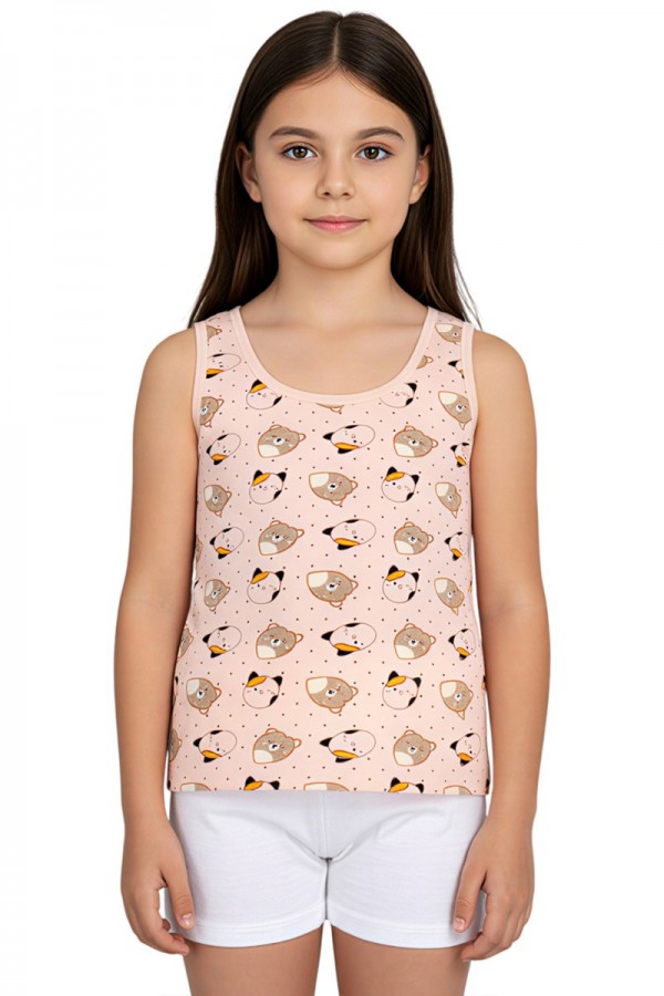 Kota 3412 Kız Çocuk Baskılı Geniş Askı Atlet 8805-2