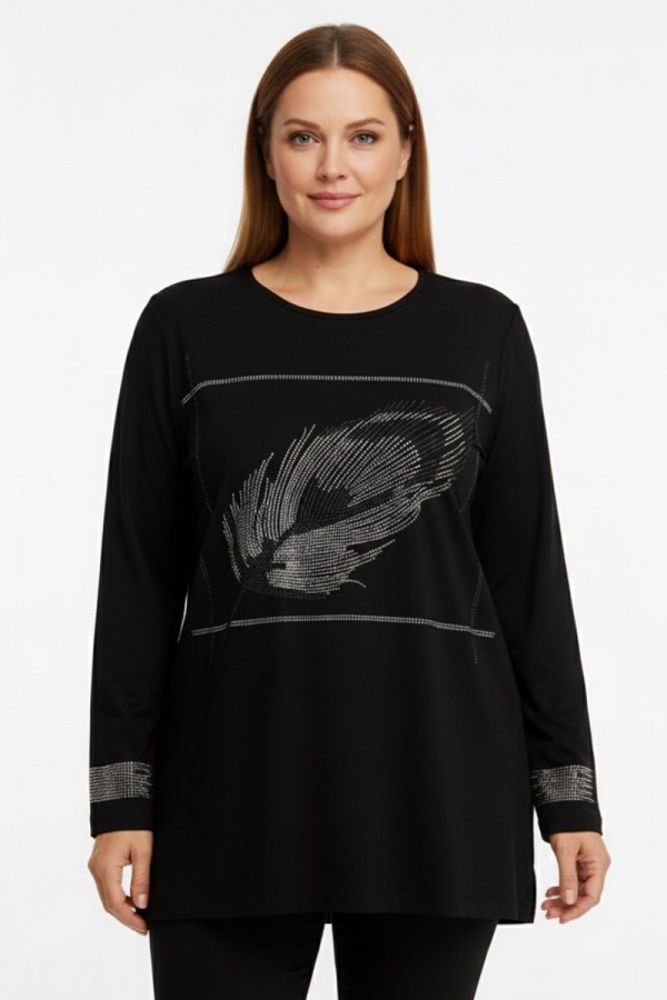 Edalı 118 Taşlı Penye Bluz 5001-1