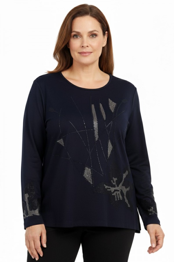 Edalı 150 Taşlı Penye Bluz 5003-1