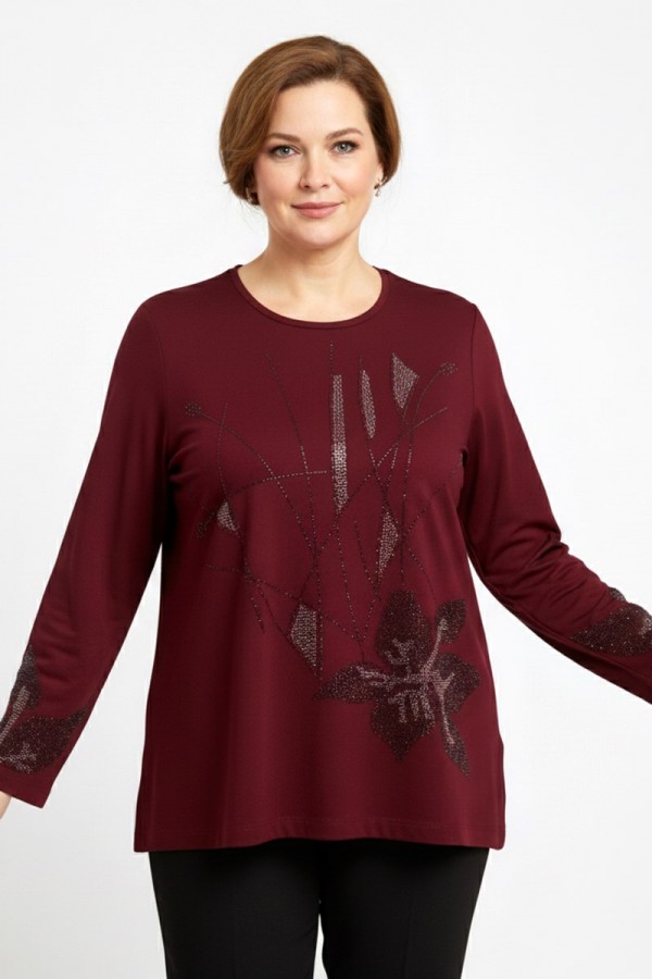 Edalı 150 Taşlı Penye Bluz 5003-2