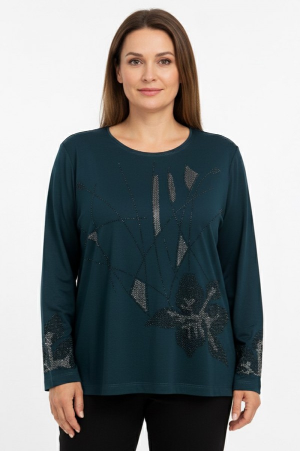 Edalı 150 Taşlı Penye Bluz 5003-4