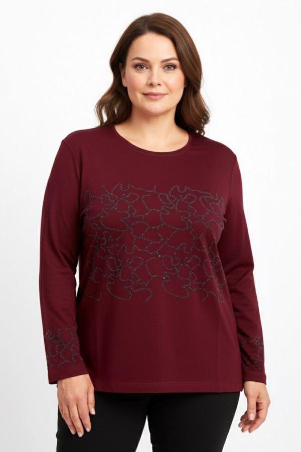 Edalı 209 Taşlı Penye Bluz 5006-2