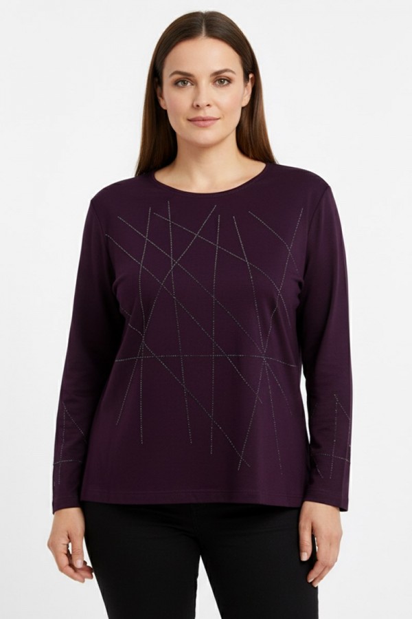 Edalı 208 Taşlı Penye Bluz 5007-4