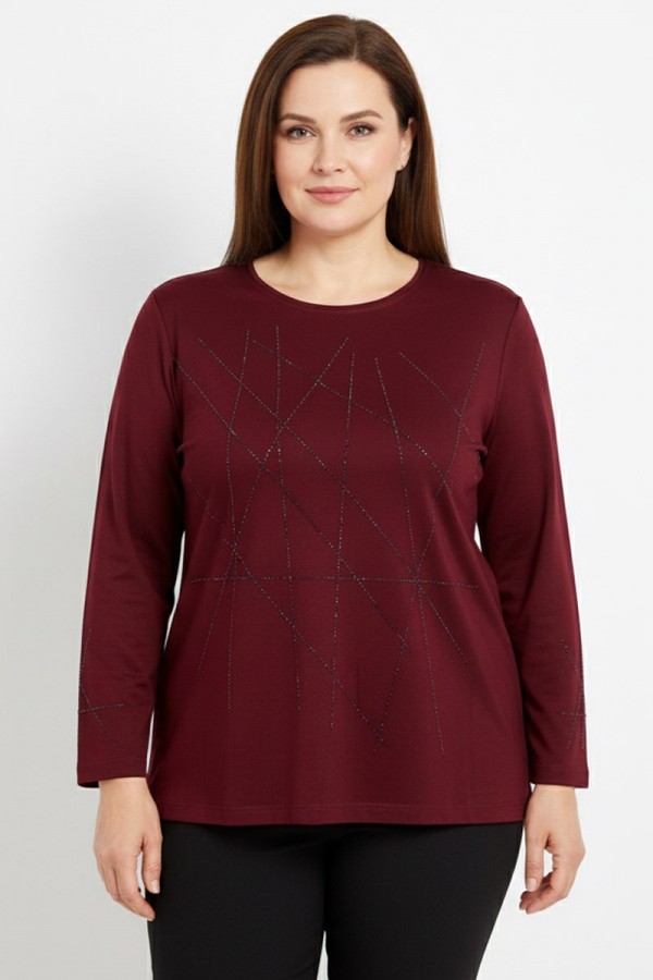 Edalı 208 Taşlı Penye Bluz 5007-2