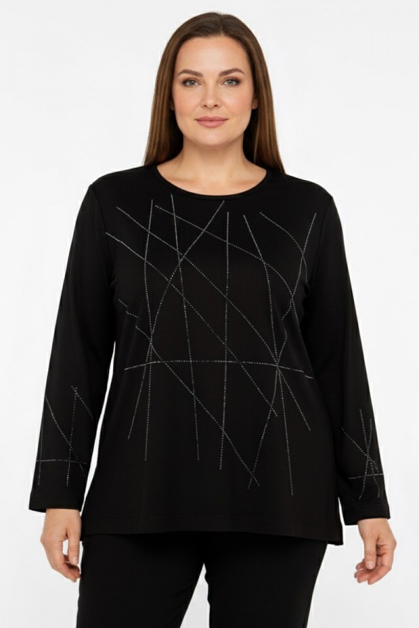 Edalı 208 Taşlı Penye Bluz 5007-1