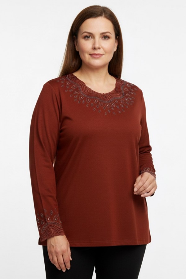 Edalı 359 Taşlı Penye Bluz 5008-2