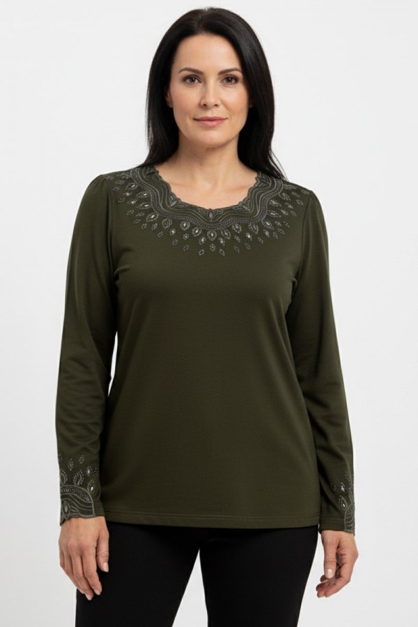 Edalı 359 Taşlı Penye Bluz 5008-1