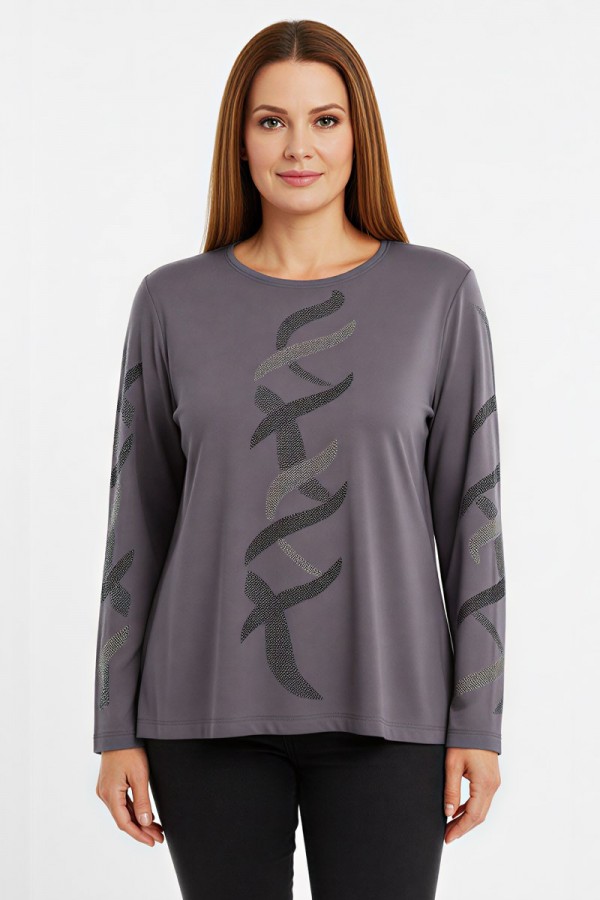 Edalı 137 Taşlı Penye Bluz 5009-1