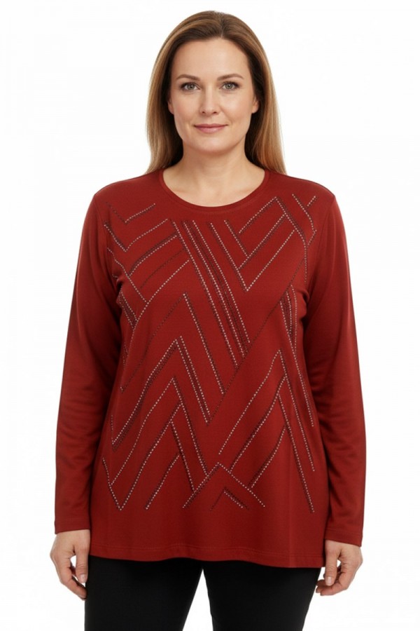 Edalı 117 Taşlı Penye Bluz  5011-3