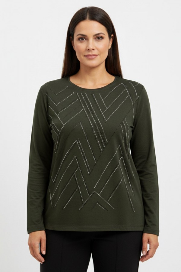 Edalı 117 Taşlı Penye Bluz 5011-1