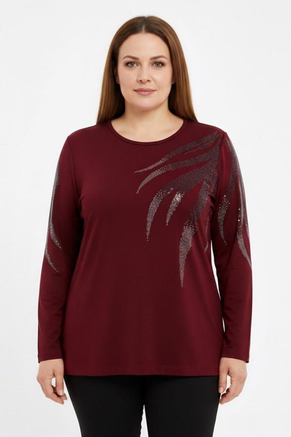 Edalı 155 Taşlı Penye Bluz 5012-5