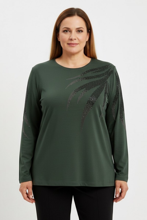 Edalı 155 Taşlı Penye Bluz 5012-4