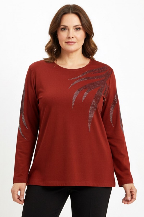 Edalı 155 Taşlı Penye Bluz 5012-3