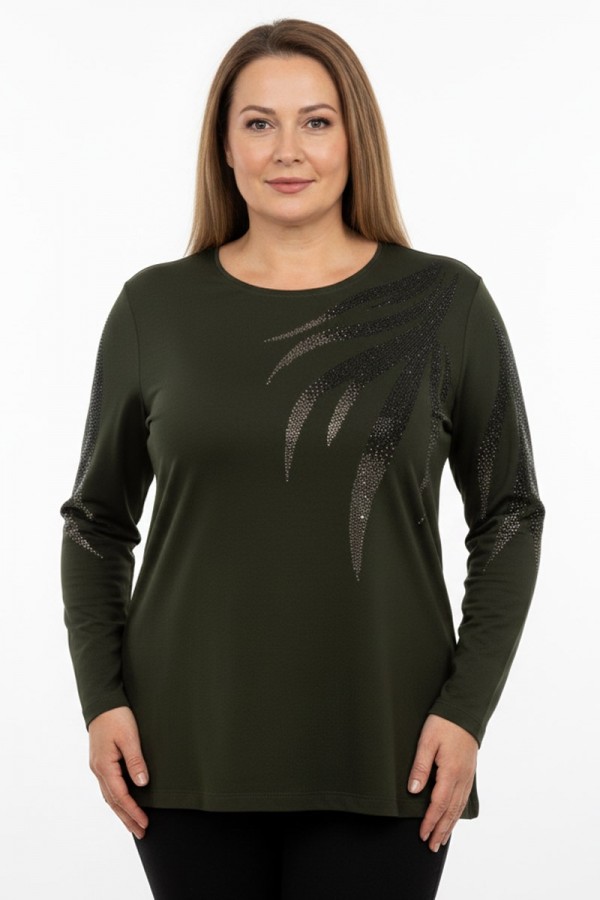 Edalı 155 Taşlı Penye Bluz 5012-1