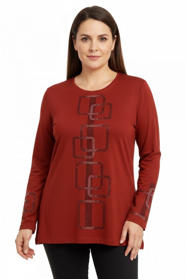 Edalı 151 Taşlı Penye Bluz 5014-5