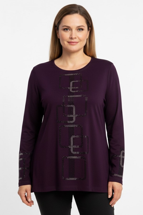 Edalı 151 Taşlı Penye Bluz 5014-3