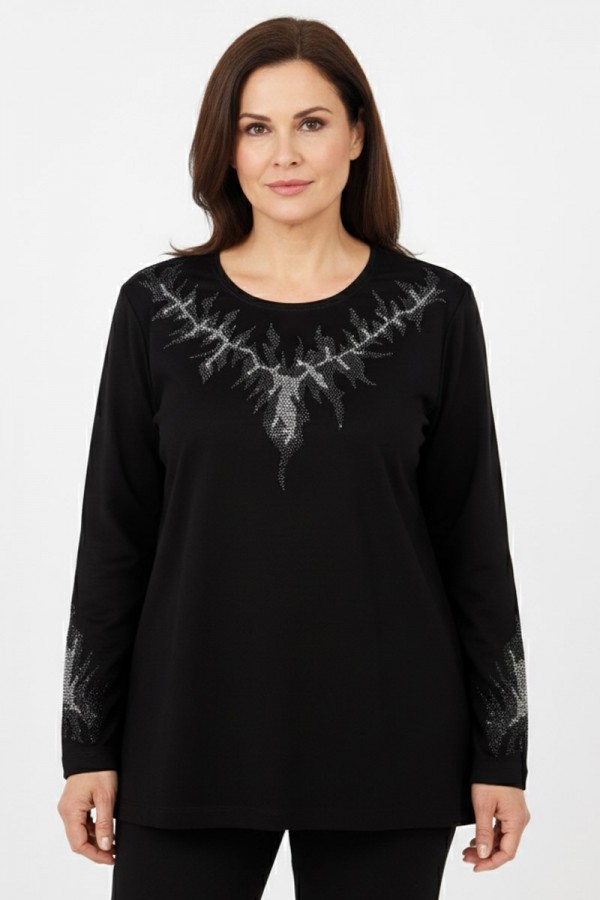 Edalı 101 Taşlı Penye Bluz 5015-1