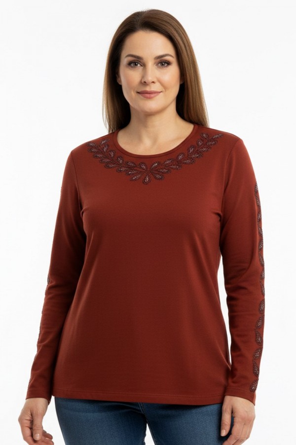 Edalı 398 Taşlı Penye Bluz 5016-3