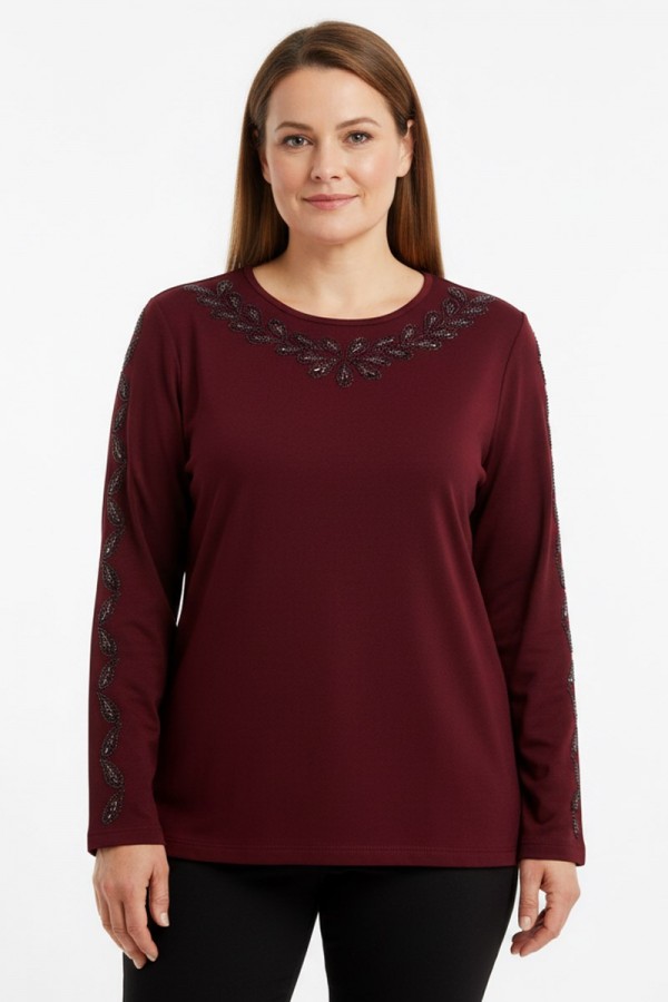 Edalı 398 Taşlı Penye Bluz 5016-2