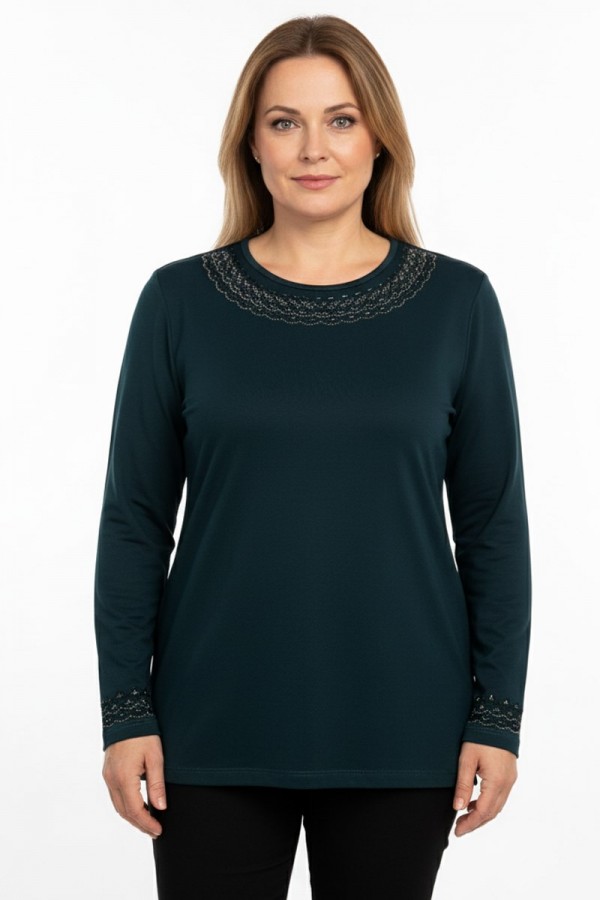 Edalı 400 Taşlı Penye Bluz 5017-2