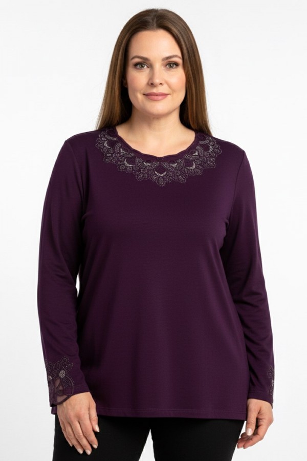 Edalı 357 Taşlı Penye Bluz 5018-2