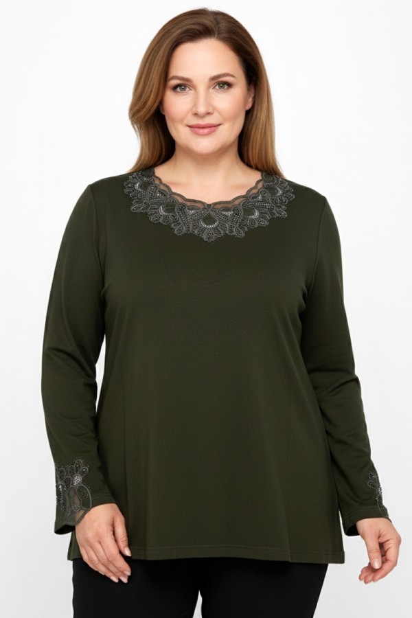 Edalı 357 Taşlı Penye Bluz 5018-1