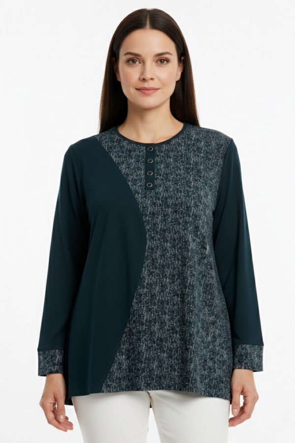 Edalı 205 Düğmeli Penye Bluz 5005-2