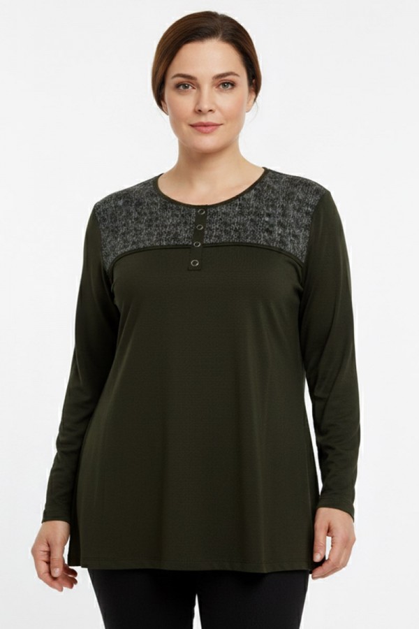 Edalı 201 Düğmeli Penye Bluz 5002-1