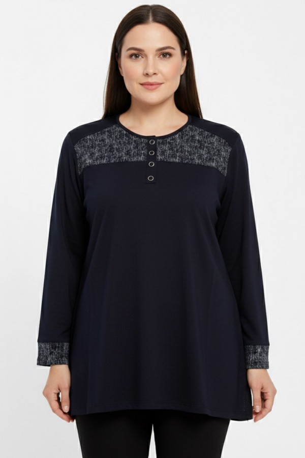 Edalı 204 Düğmeli Penye Bluz 5004-5