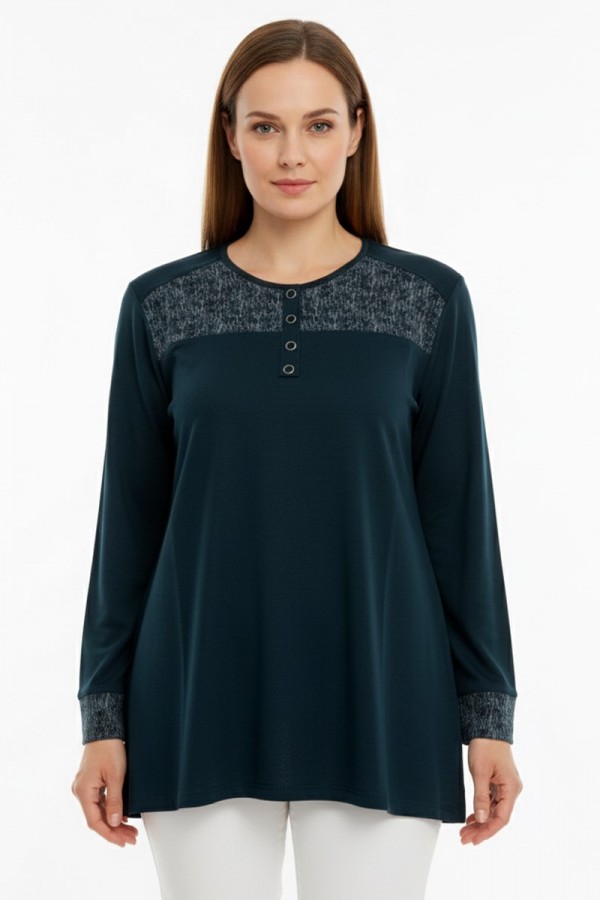 Edalı 204 Düğmeli Penye Bluz 5004-4