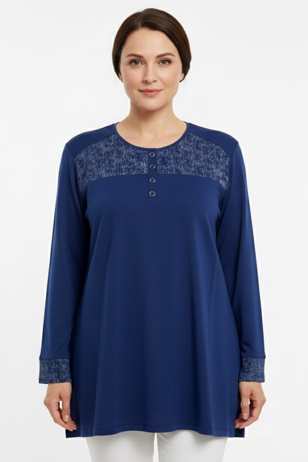 Edalı 204 Düğmeli Penye Bluz 5004-3