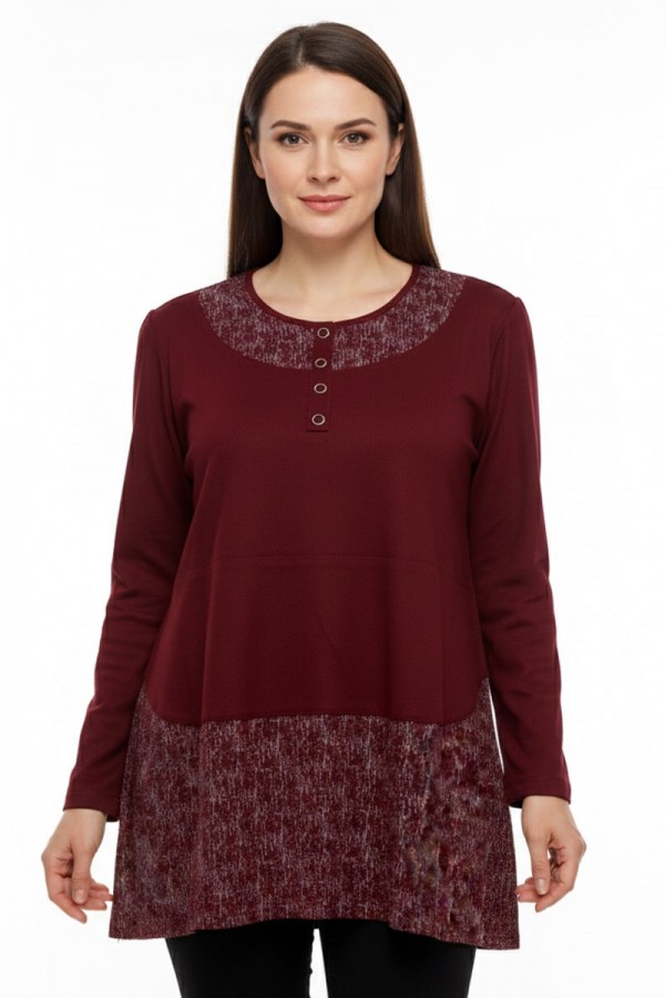 Edalı 203 Düğmeli Penye Bluz  5013-4