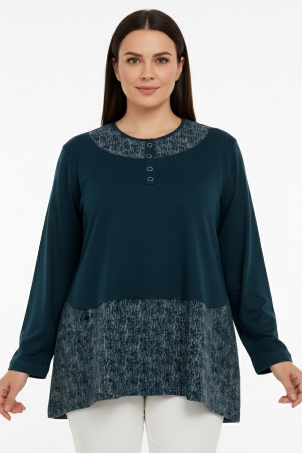 Edalı 203 Düğmeli Penye Bluz  5013-3