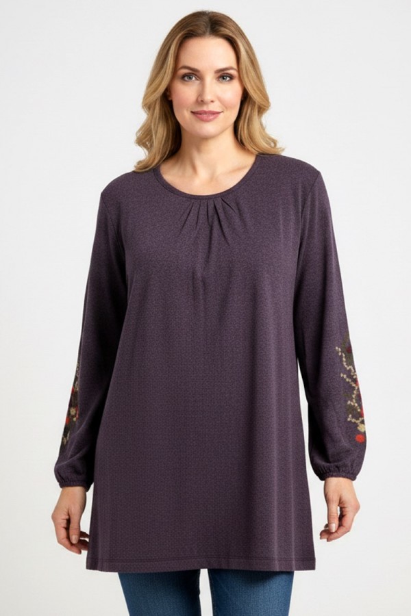 Özdev Nakışlı Penye Bluz 5020-7