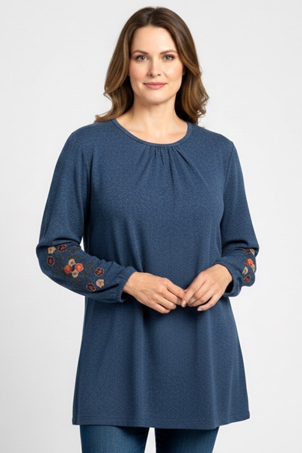 Özdev Nakışlı Penye Bluz 5020-5