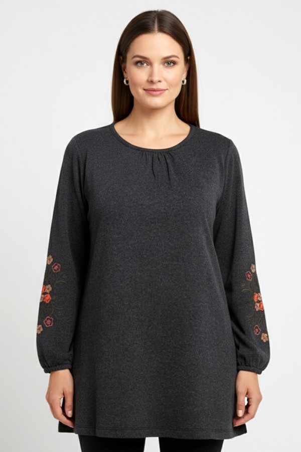 Özdev Nakışlı Penye Bluz 5020-1