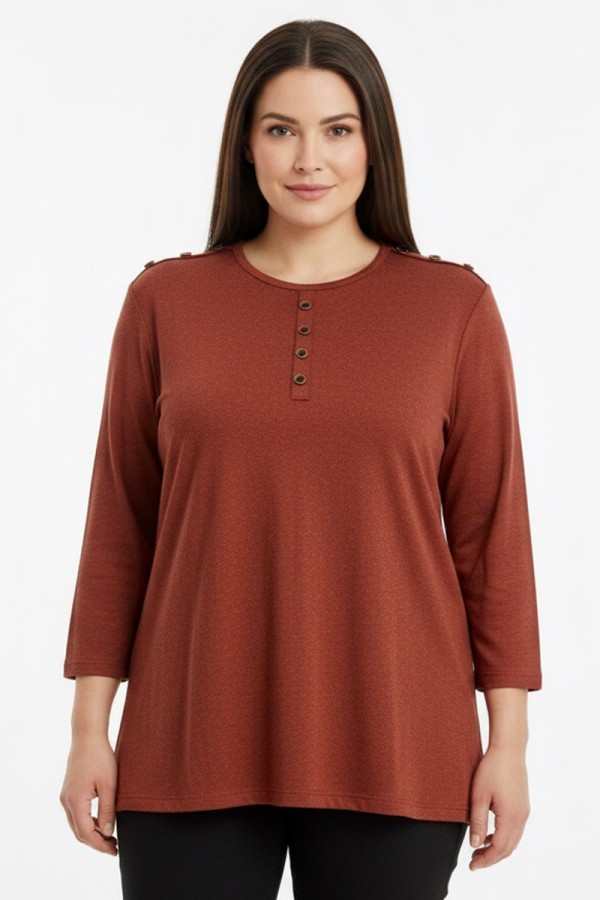 Özdev Düğmeli Penye Bluz 5021-1