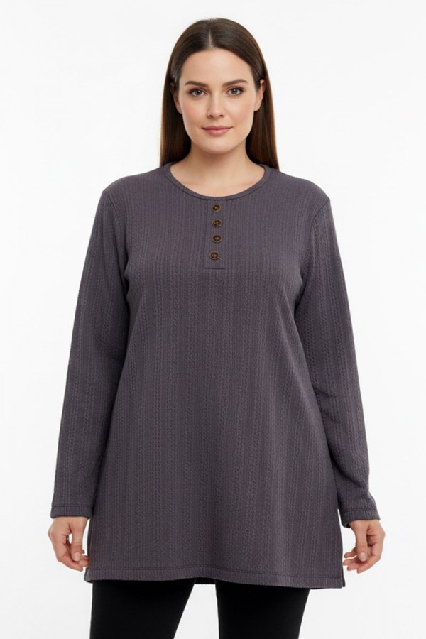 Erkan Düğmeli Penye Bluz 5024-5