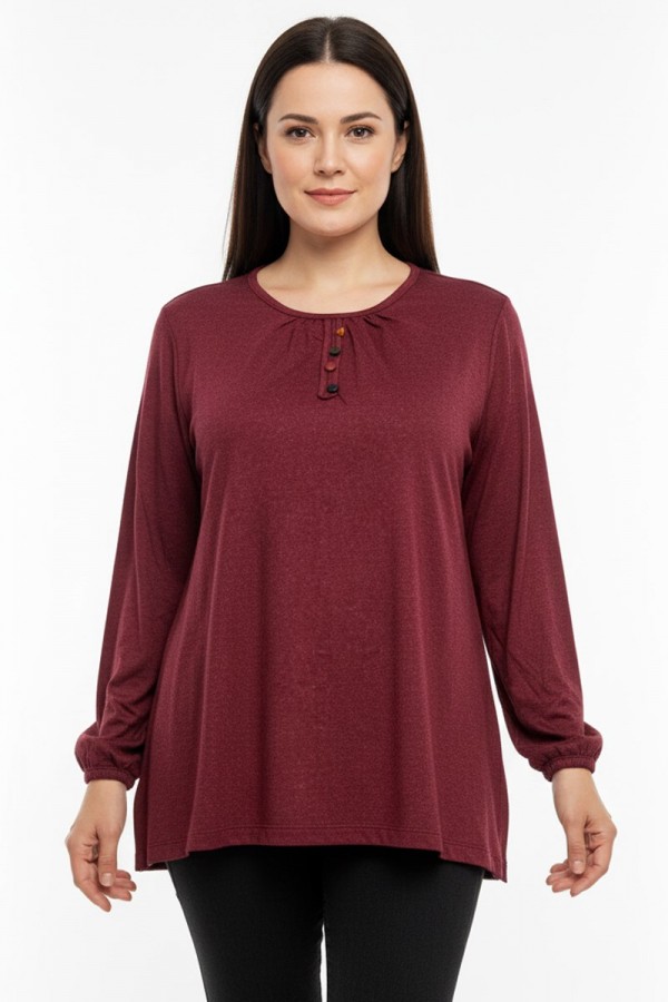 Erkan Düğmeli Penye Bluz 5025-1