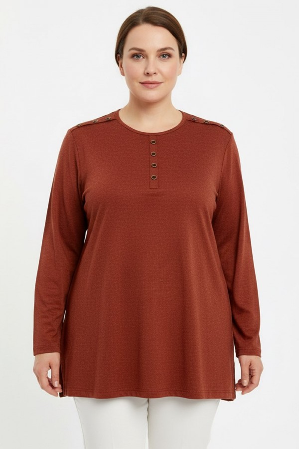 Özdev Düğmeli Penye Bluz 5026-2