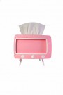 Retro TV Görünümlü Telefon Tutucu ve Peçetelik Pembe