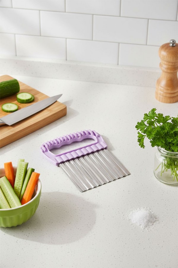 Patates Kesici Ve Cips Bıçağı Şekillendirici Patates Dilimleyici Mor