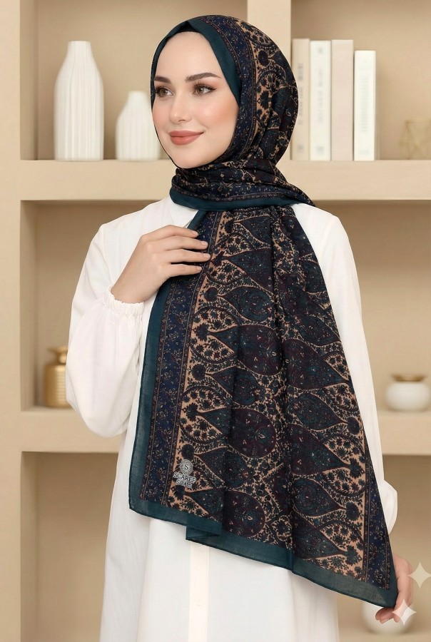 Desenli Bambu Crush Şal 6009-4