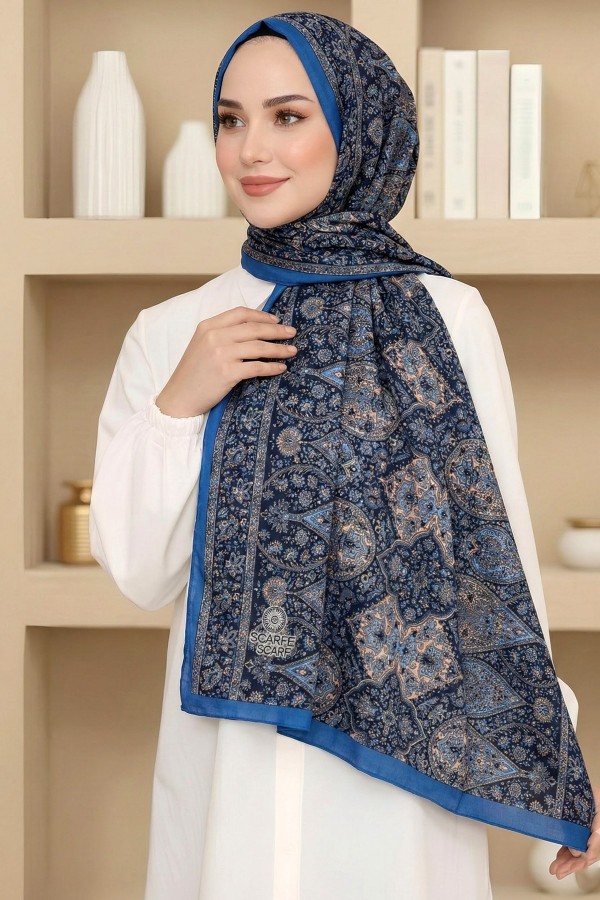 Desenli Bambu Crush Şal 6009-8