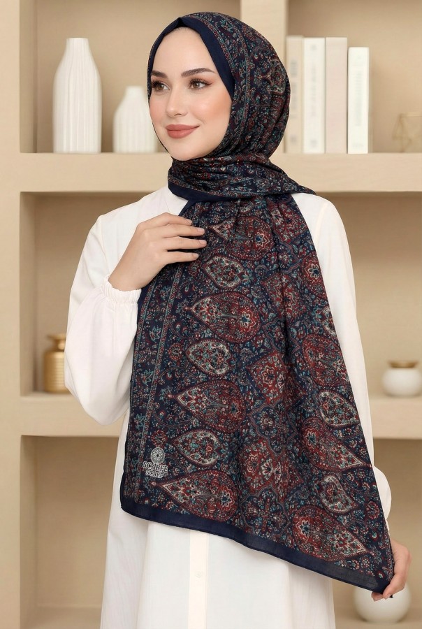 Desenli Bambu Crush Şal 6009-12