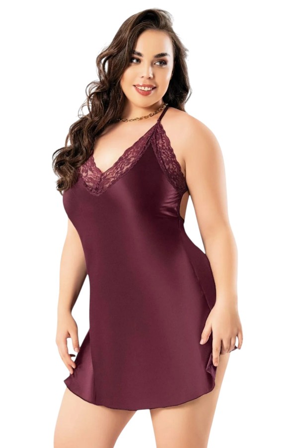 Miss Laris 4035 Battal Saten Gecelik 4019-2