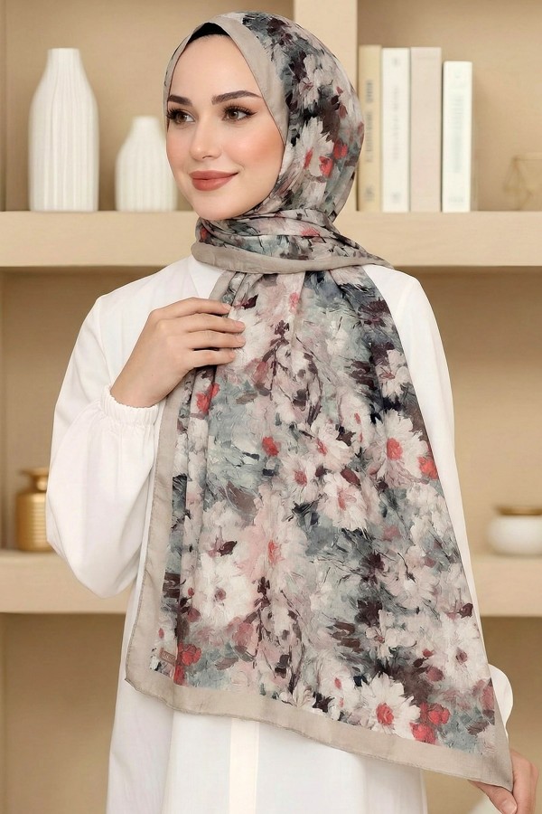 Desenli Bambu Crush Şal 6010-4